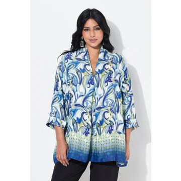 Tunica dal taglio svasato con Paisley, scollo montante e maniche a 3/4