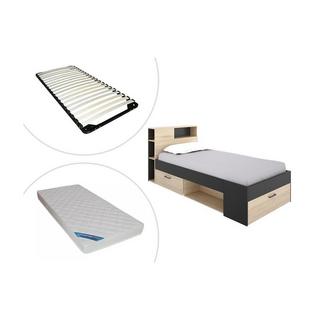 Vente-unique Bett mit Stauraum Schublade  + Matratze + LattenrostEichefarben LEANDRE  