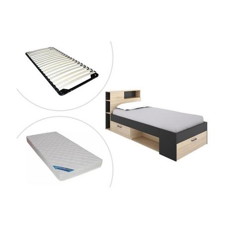 Vente-unique Bett mit Stauraum Schublade  + Matratze + LattenrostEichefarben LEANDRE  