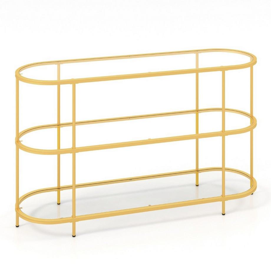 Northio Meuble TV à 3 niveaux Meuble TV pour téléviseurs jusqu'à 65 pouces doré 140 x 41 x 82 cm  