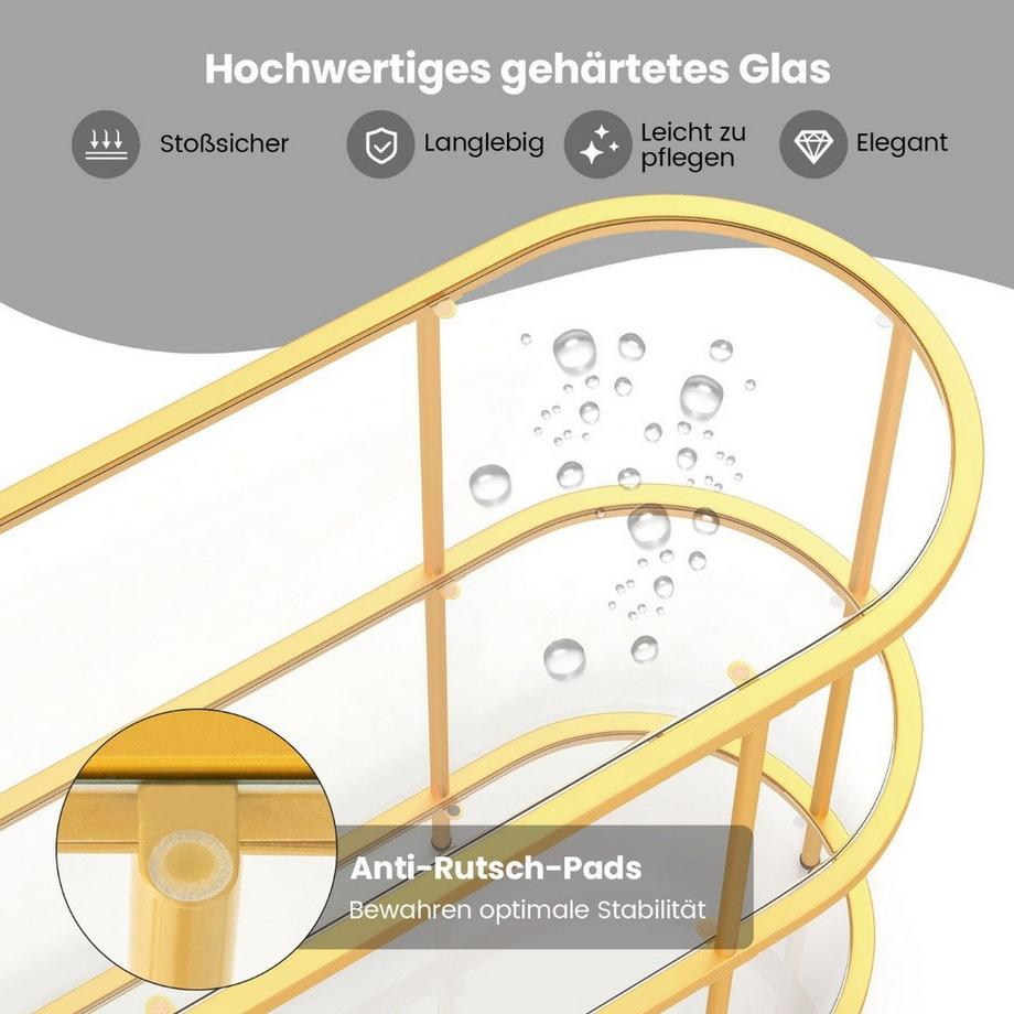 Northio Meuble TV à 3 niveaux Meuble TV pour téléviseurs jusqu'à 65 pouces doré 140 x 41 x 82 cm  