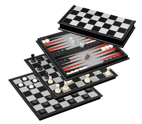CARLETTO  Philos 2506 - Schach-Backgammon-Dame-Set, Kunststoff, Feld 37 mm, magnetisch 