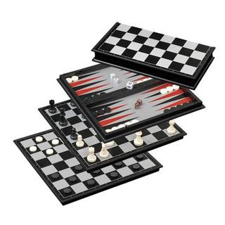 CARLETTO  Philos 2506 - Schach-Backgammon-Dame-Set, Kunststoff, Feld 37 mm, magnetisch 