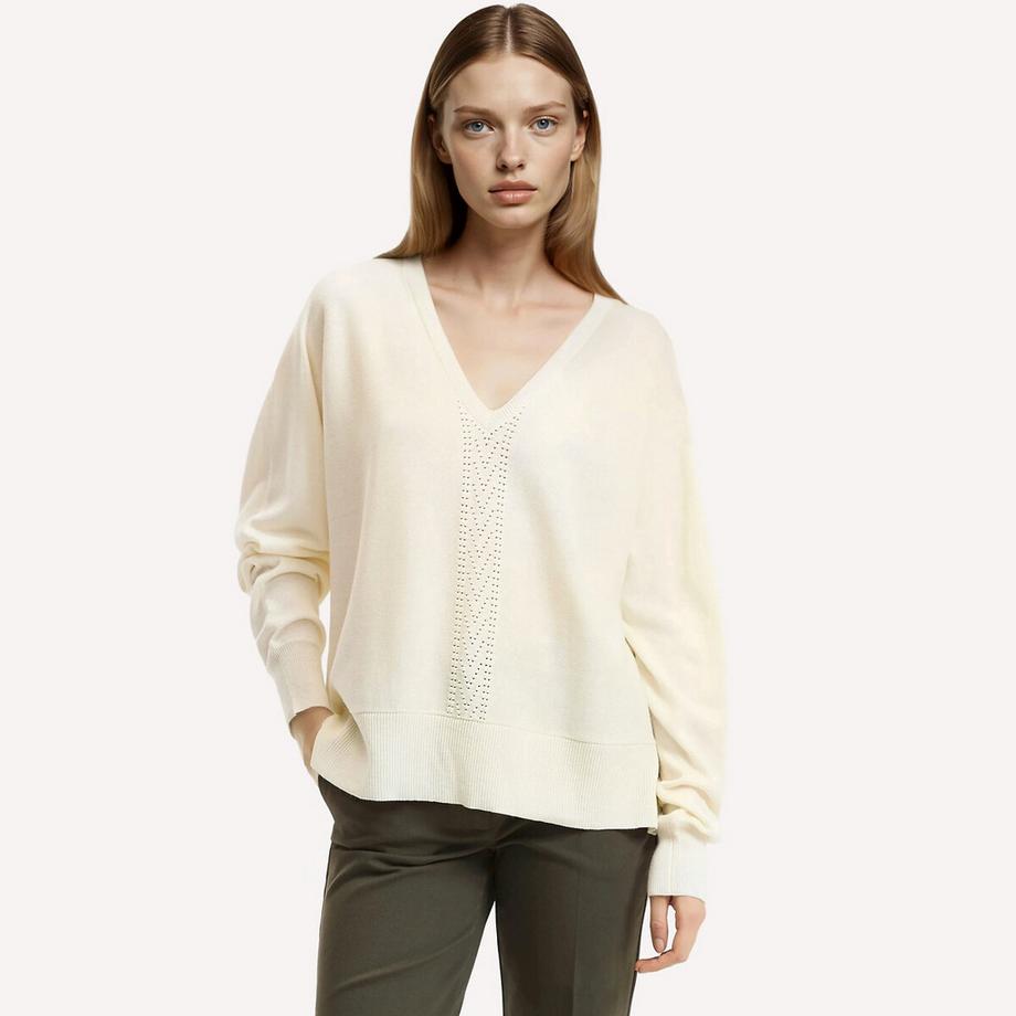 V-Ausschnitt-Pullover aus Feinstrick