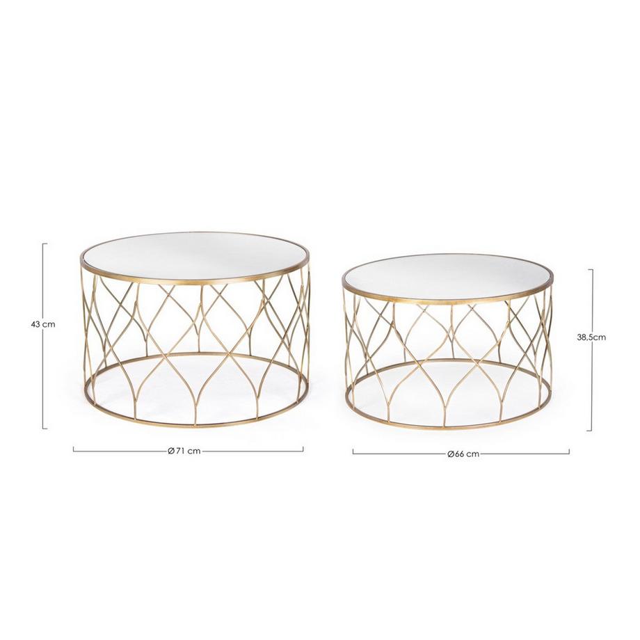 mutoni Table d&#039;appoint Elenor ronde J17 (lot de 2)  