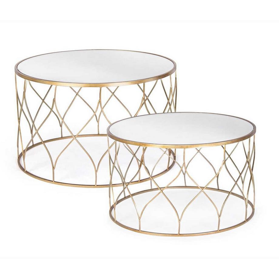 mutoni Table d&#039;appoint Elenor ronde J17 (lot de 2)  