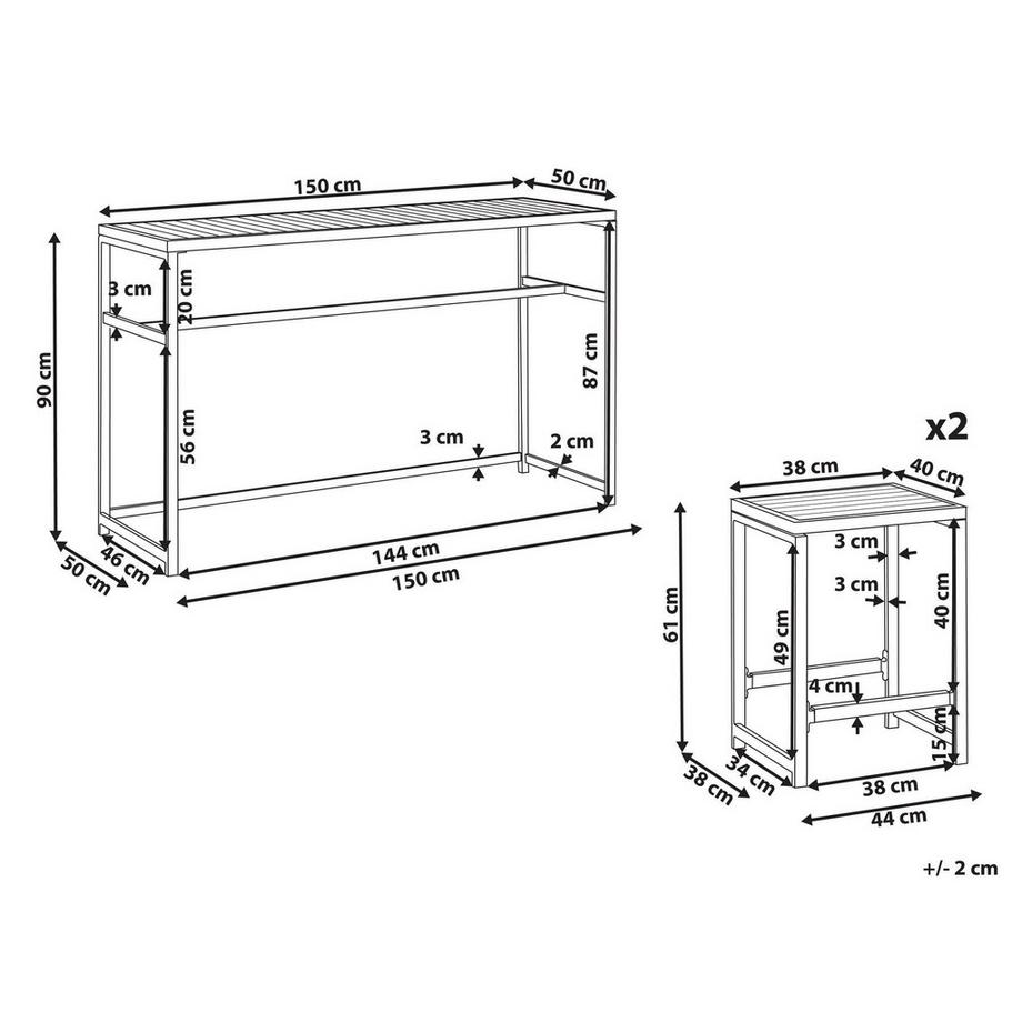 Beliani Tables avec chaises en Acier Moderne AVETRANA  