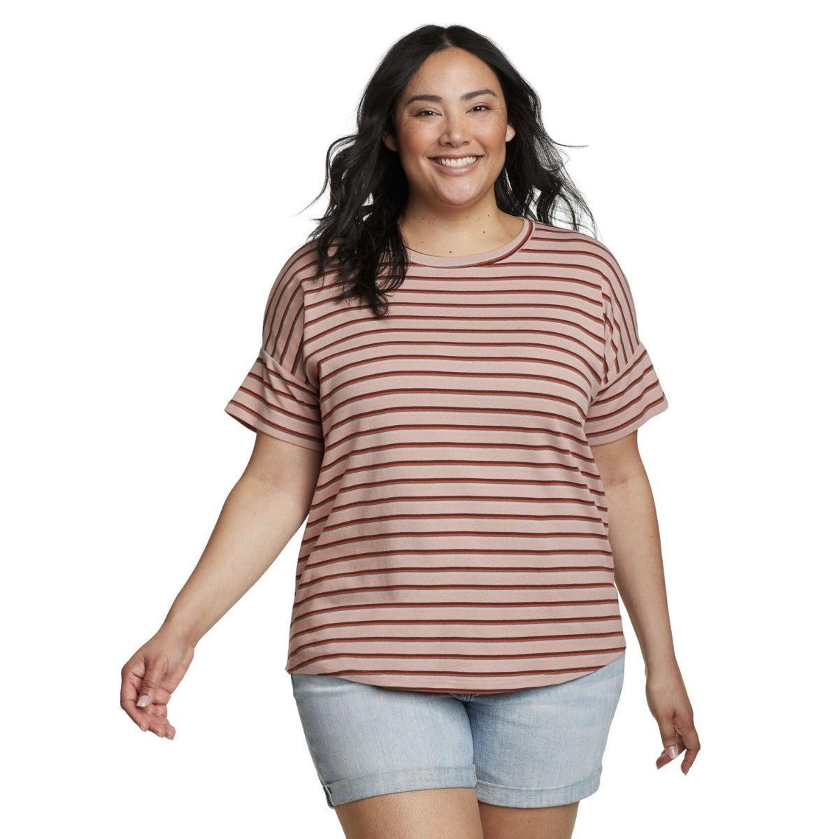 Image of Favorite Tshirt Überschnittene Schulter Kurzärmlig Damen Braun L