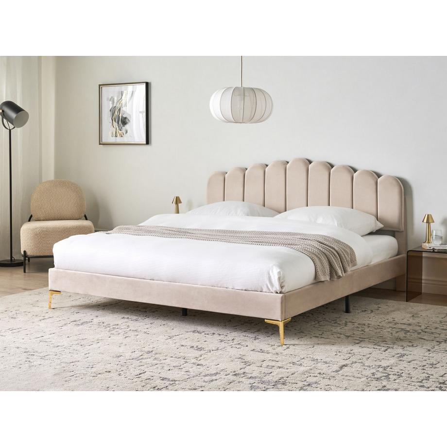 Beliani Letto en Velluto  SAUVIAN  