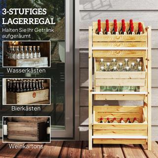 Northio Support pour caisses à boissons pour 3 caisses à boissons, étagère à boissons, étagère à caisses en bois à 3 niveaux, support pour caisses à boissons sur pied, charge 150 kg, support pour caisses à bière, eau, 56 x 32 x 112 cm, bois naturel  