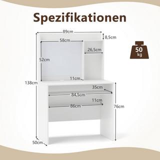 Northio Bureau d'ordinateur avec tableau d'affichage magnétique, bureau à domicile, Table PC moderne, blanc  