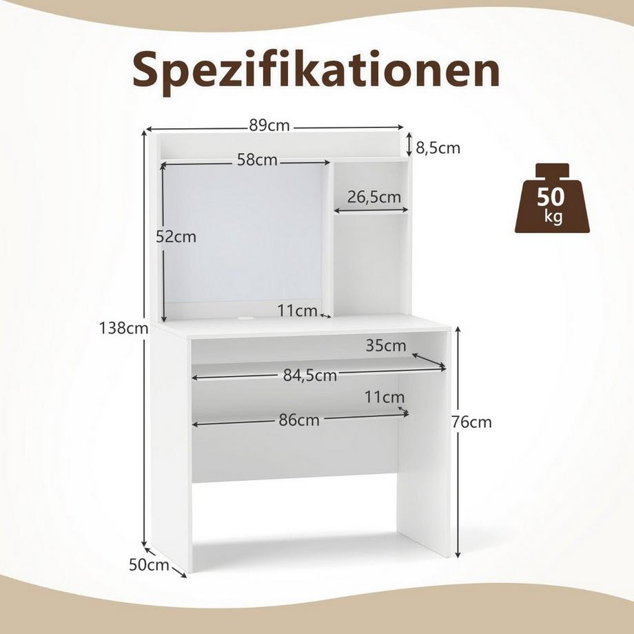 Northio Computertisch mit Magnetischer Pinnwand Home Office Schreibtisch Modern PC Tisch Weiß  