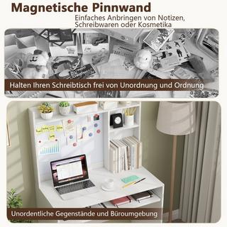 Northio Bureau d'ordinateur avec tableau d'affichage magnétique, bureau à domicile, Table PC moderne, blanc  