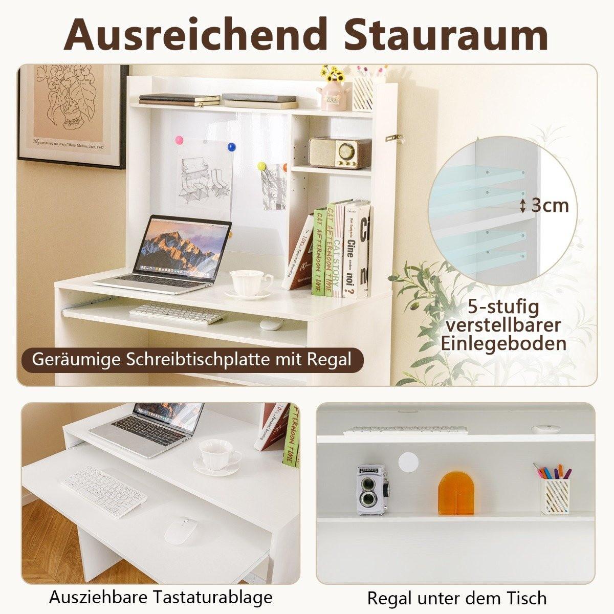 Northio Bureau d'ordinateur avec tableau d'affichage magnétique, bureau à domicile, Table PC moderne, blanc  