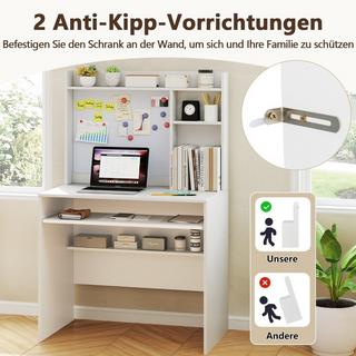 Northio Bureau d'ordinateur avec tableau d'affichage magnétique, bureau à domicile, Table PC moderne, blanc  