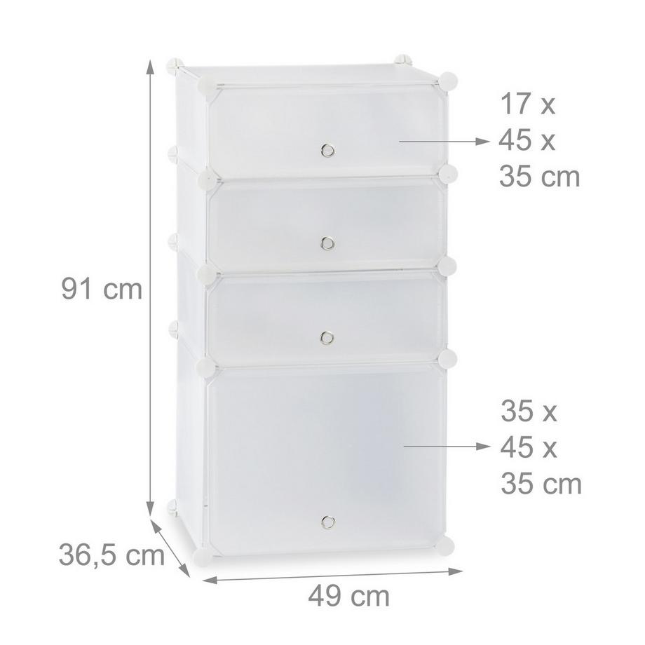 Northio Schuhregal aus Kunststoff mit 4 Fächern  