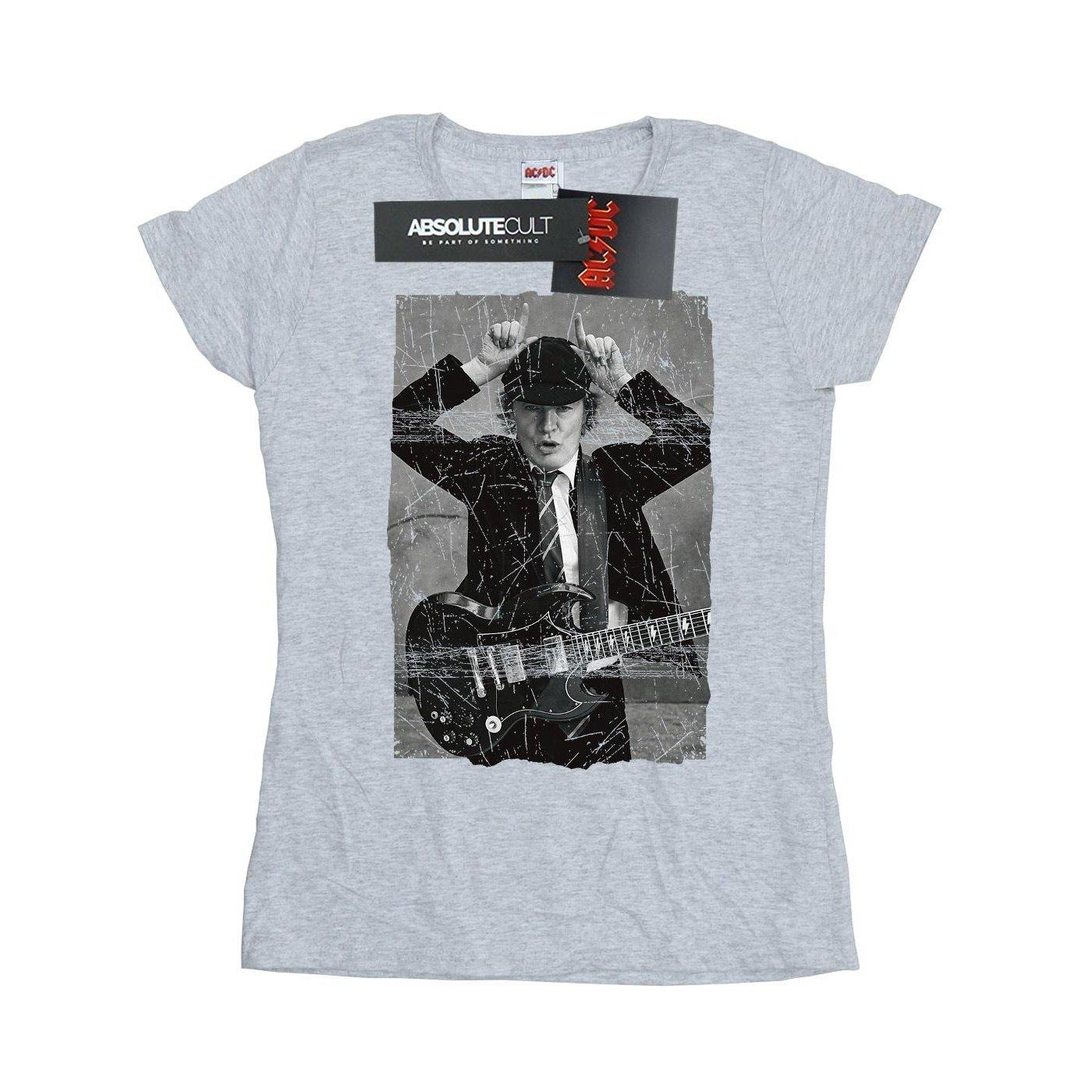 Image of Acdc Angus Young Distressed Photo Tshirt Damen Grau S
