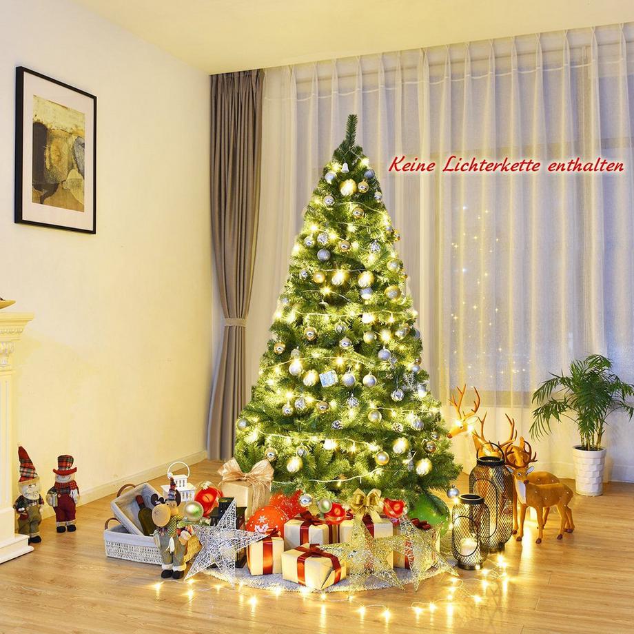 Sapin de Noël artificiel de 180 cm avec 1 000 aiguilles de pin en PVC vert