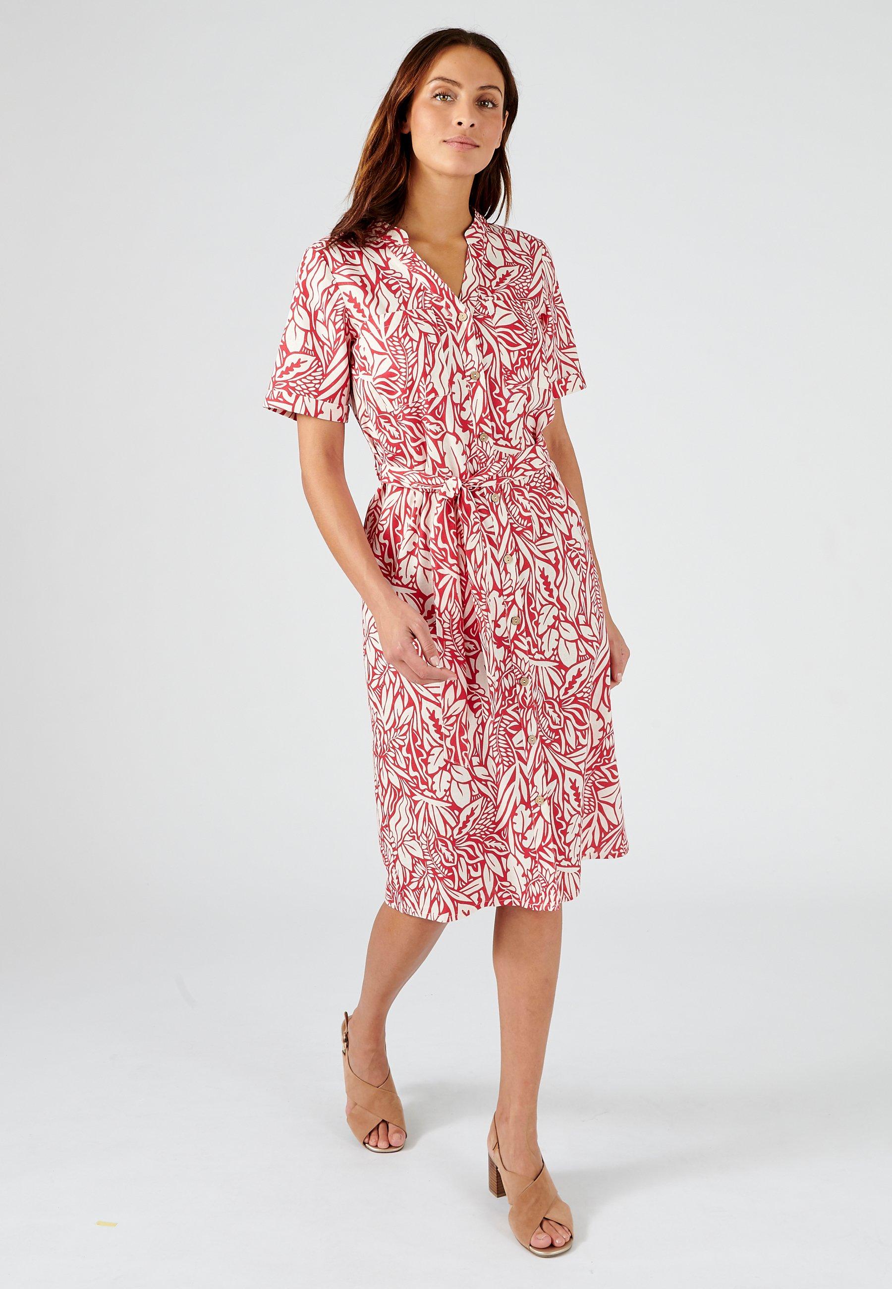 Image of Kleid Aus *leinenmix. Damen Rot 42