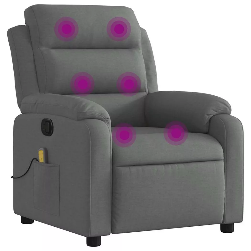 vidaXL Fauteuil de massage, relaxation tissu gris foncé