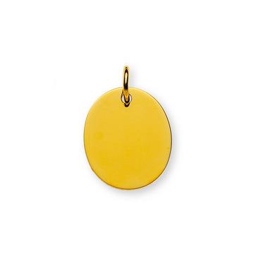 Pendentif plaque à  graver or jaune 750 ovale 16mm