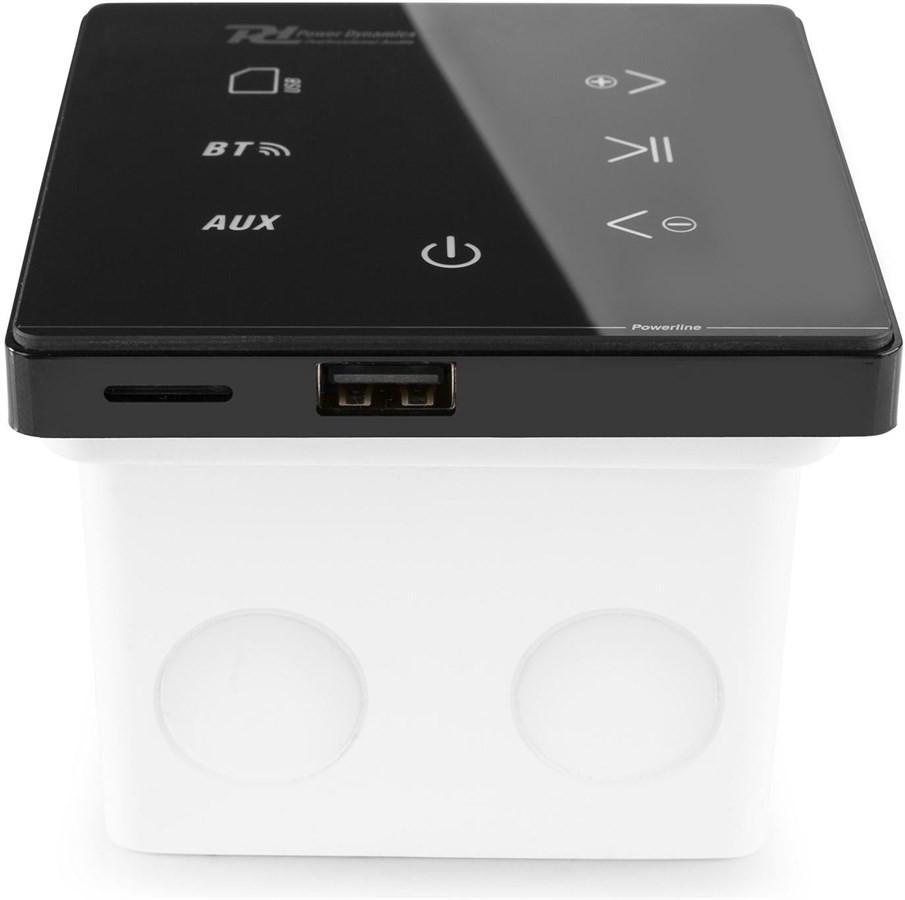 Power Dynamics  PL-A50B Wand-Einbauverstärker 2x 25W BT, schwarz 