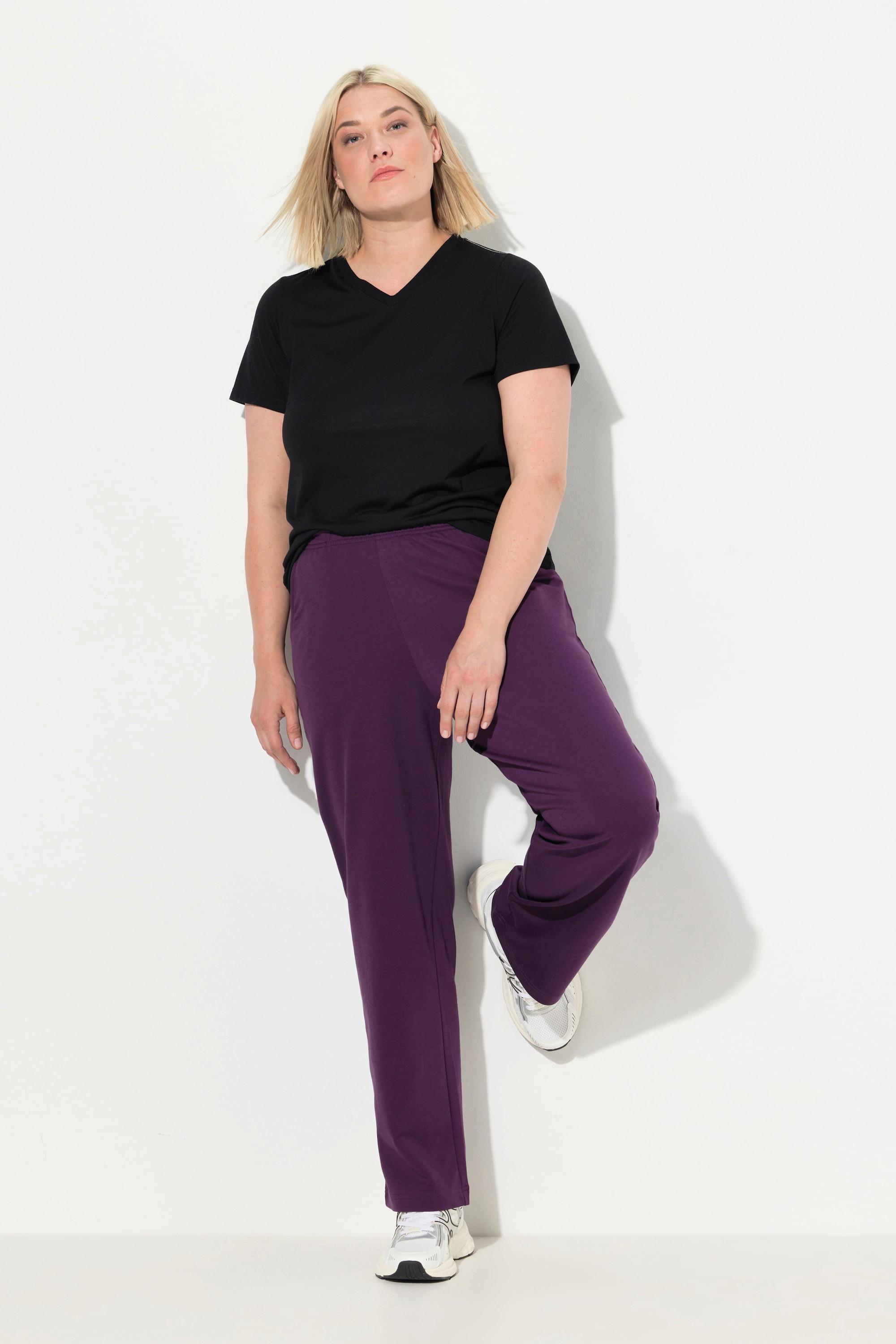 Ulla Popken  Pantalon de jogging à jambes droites et taille élastique 