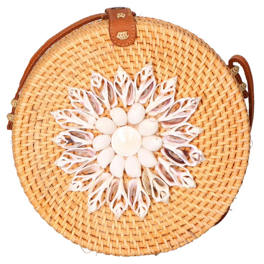 Gave Lux Borsa a tracolla rotonda intrecciata con decorazione a conchiglia  