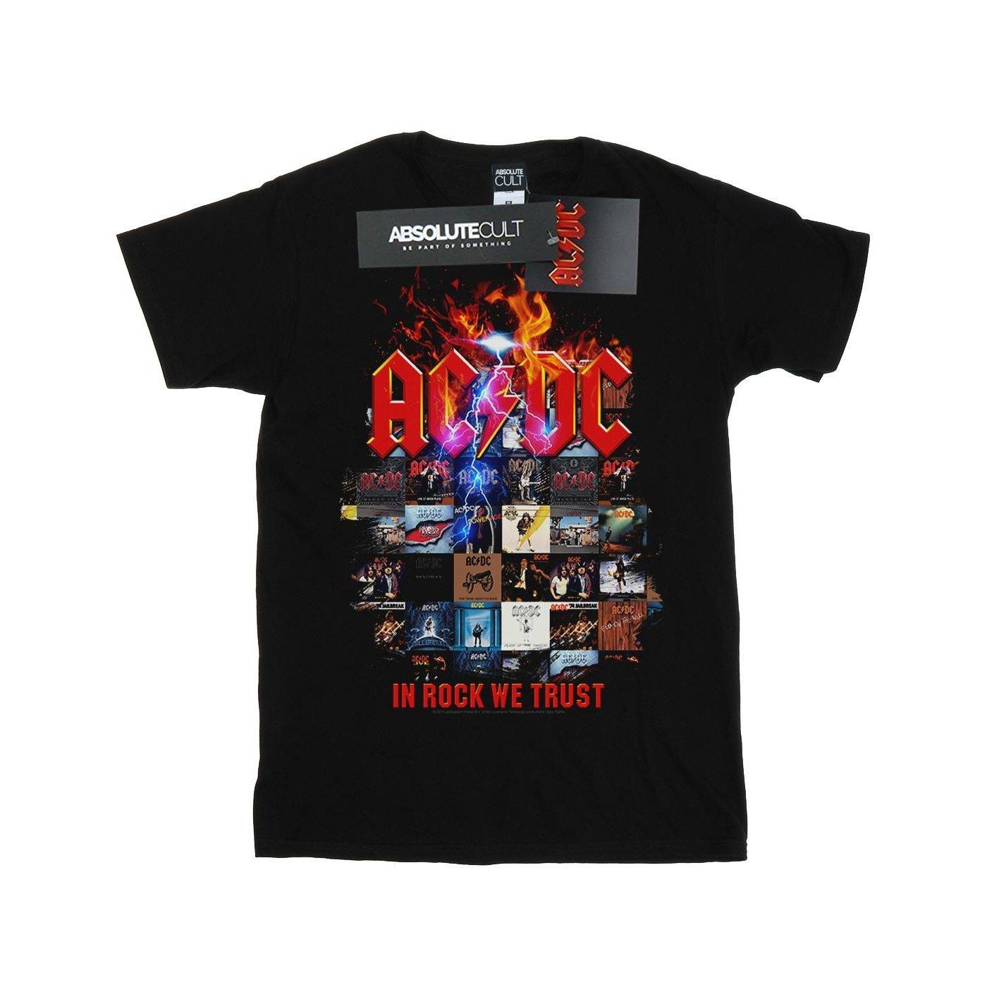 Image of Acdc In Rock We Trust Album Cover Tshirt Damen Schwarz S