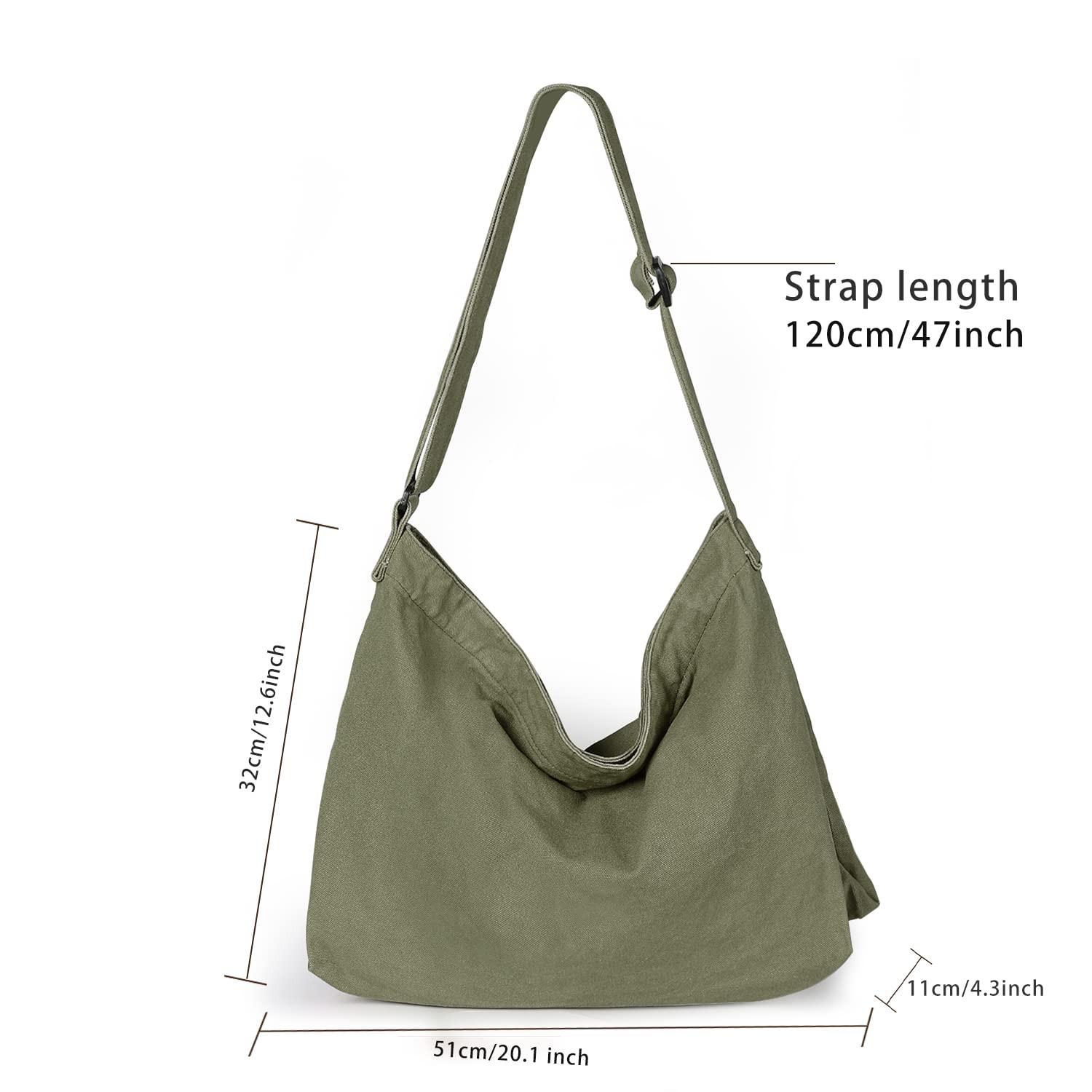 Only-bags.store  Canvas Umhängetasche, Canvas Crossbody Bag Große Umhängetasche mit verstellbarem Riemen 