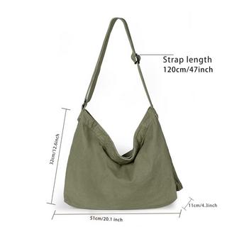 Only-bags.store  Canvas Umhängetasche, Canvas Crossbody Bag Große Umhängetasche mit verstellbarem Riemen 