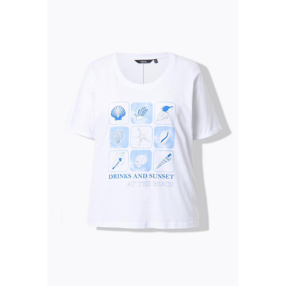 Ulla Popken Oversized Rundhals Halbarm T-Shirt Meerestiere Print  