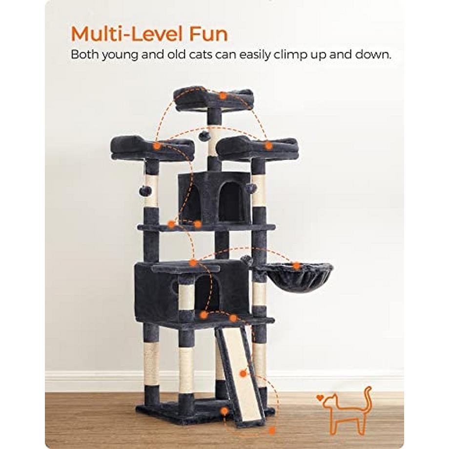 Pricenet  Arbre à chat extra haut : 172 cm, disposition en escalier, sûr et stable 