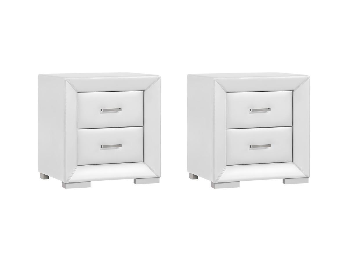 Image of 2er-set Nachttische Mit 2 Schubladen - Kunstleder - Weiß - Capitole Unisex Weiss ONE SIZE