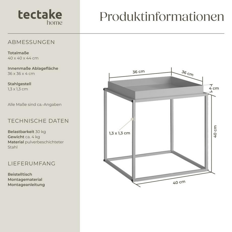 Tectake Table d'appoint CAMBRIDGE en acier  