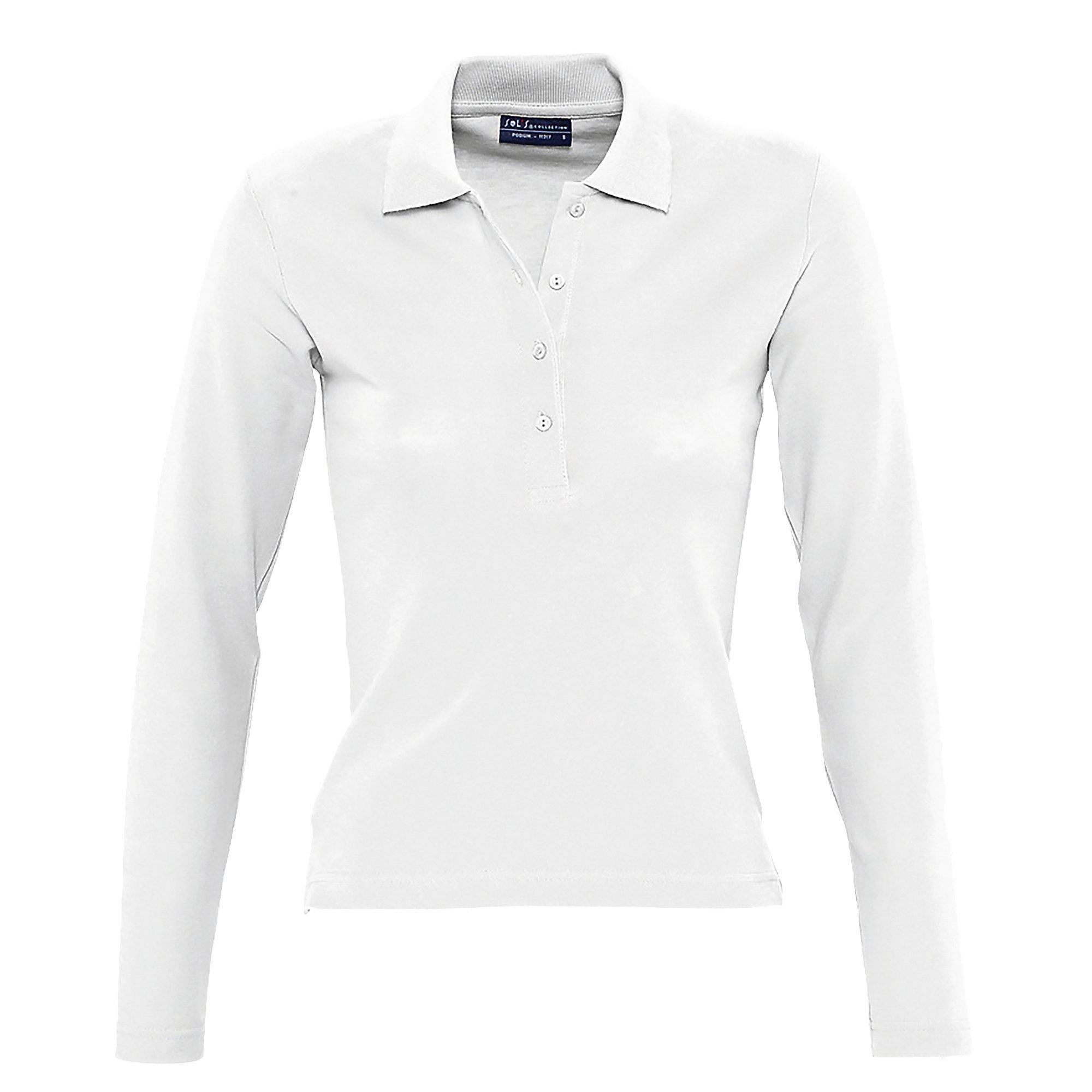Image of Podium Pique Poloshirt, Langarm Damen Weiss XL