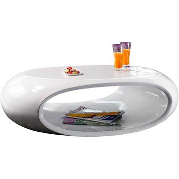 Couchtisch 109x59x34cm oval weiss Fiberglas