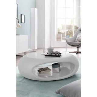 mutoni Table basse 109x59x34cm ovale en fibre de verre blanche  