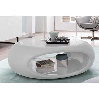 mutoni Tavolino 109x59x34cm ovale bianco in fibra di vetro  