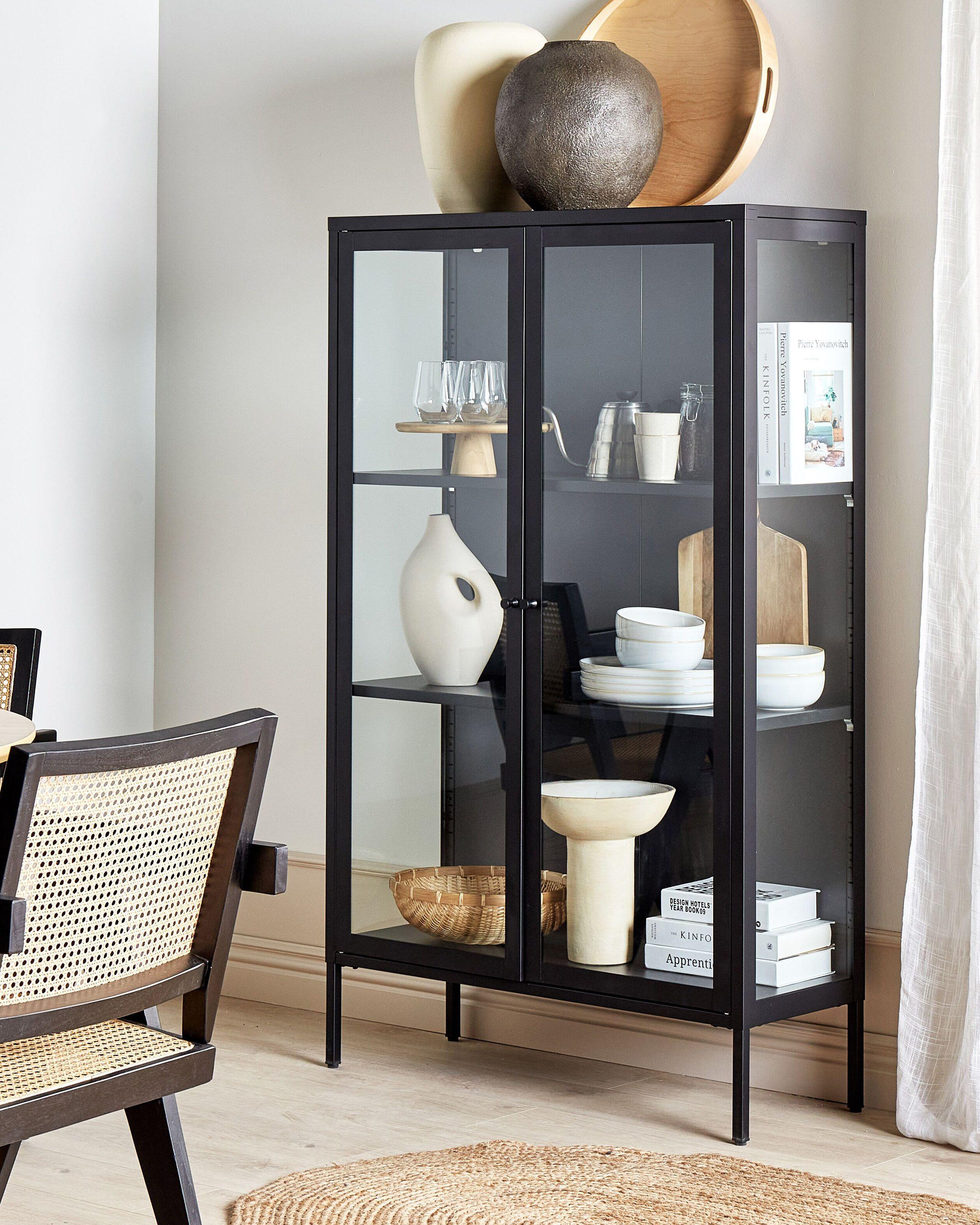 Beliani Armoire vitrine en Acier Moderne NASH  