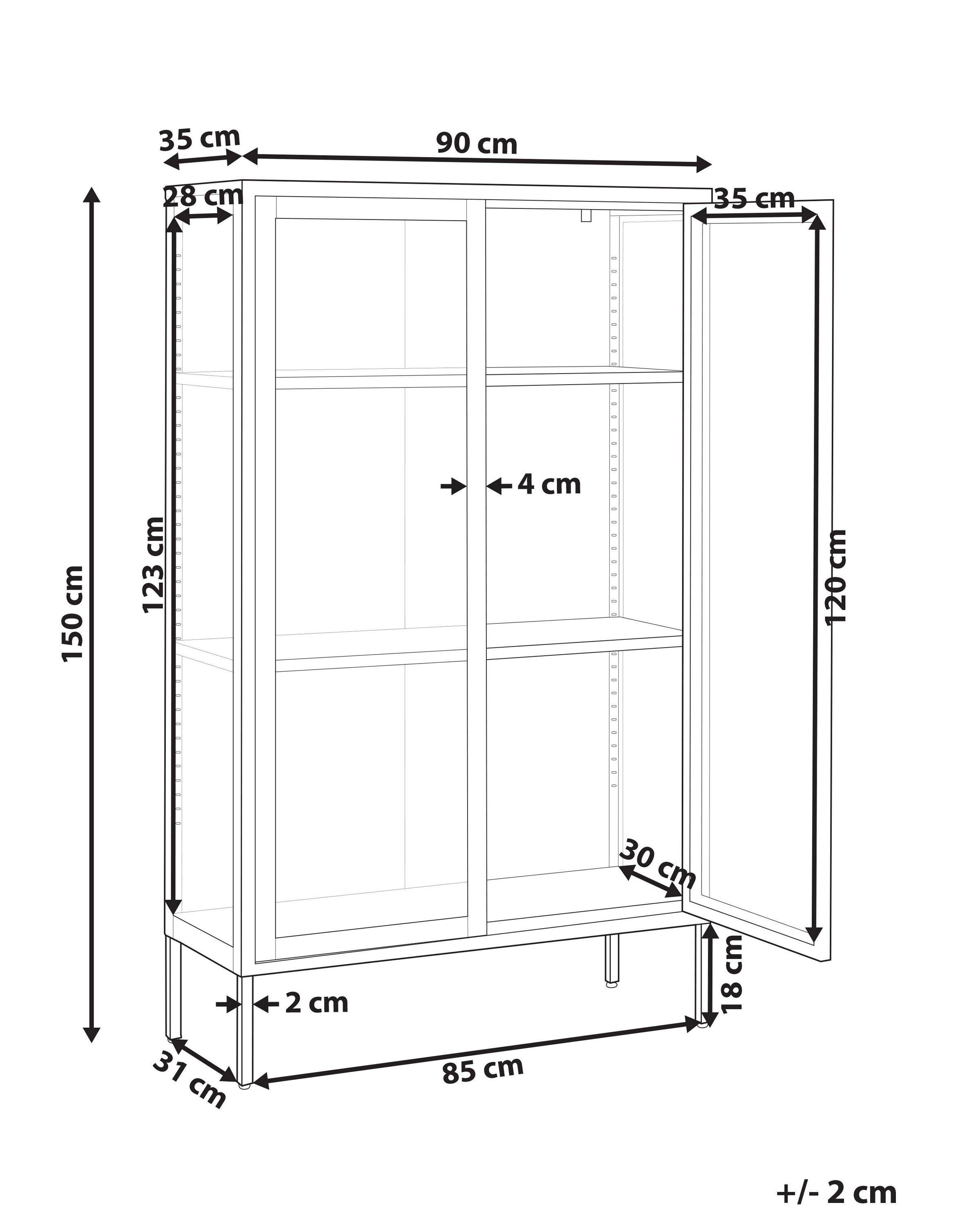 Beliani Armoire vitrine en Acier Moderne NASH  