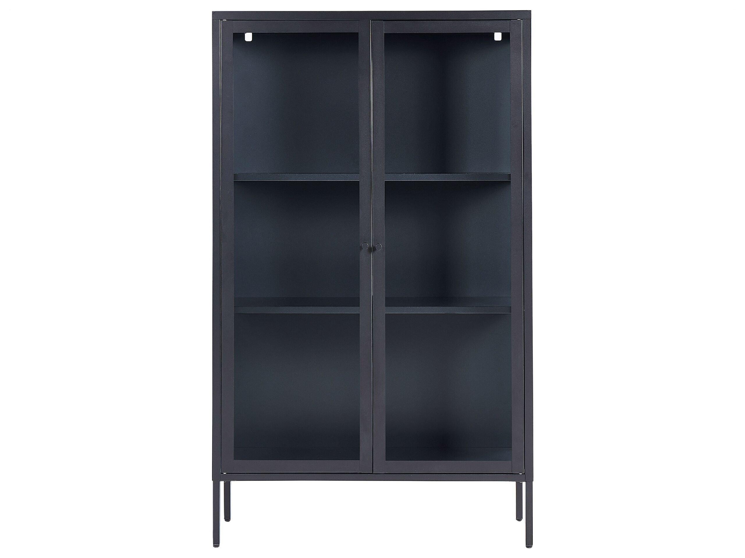 Beliani Armoire vitrine en Acier Moderne NASH  