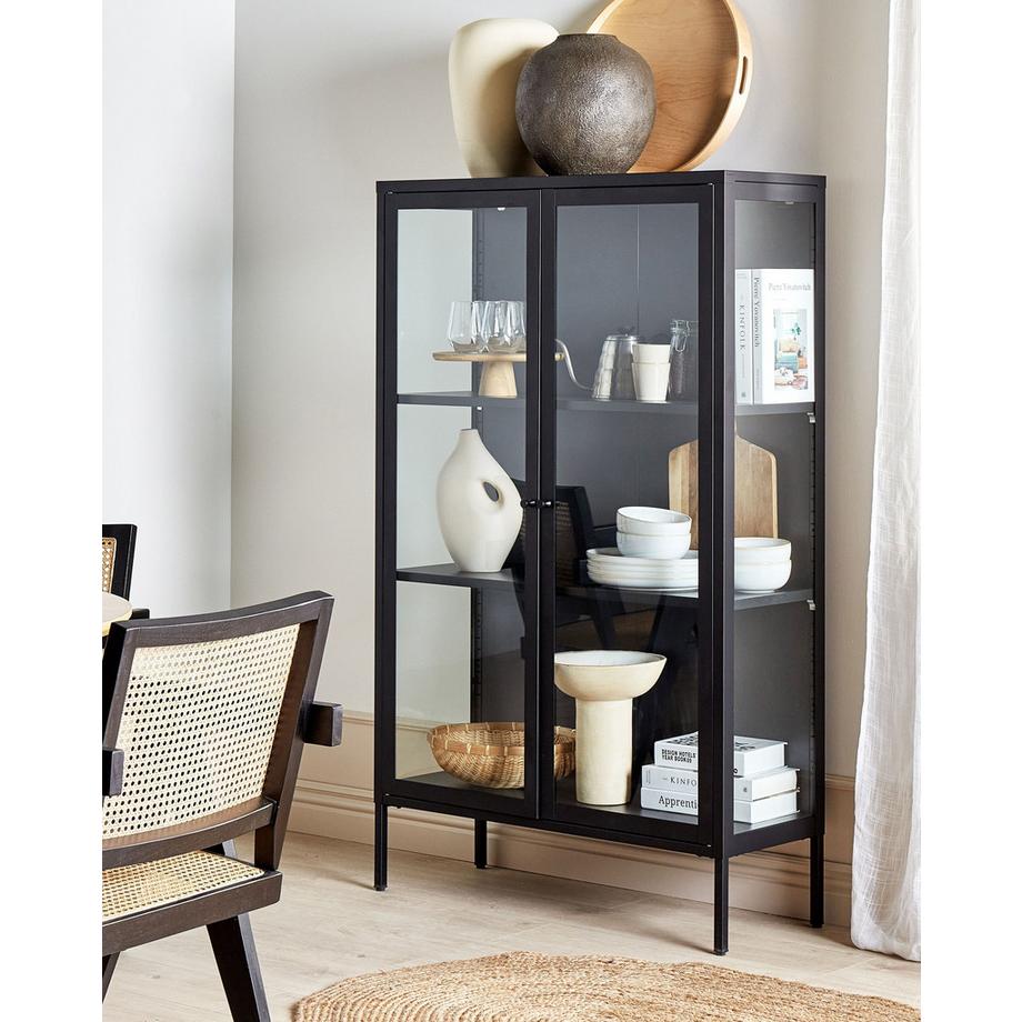 Beliani Vitrine en verre en Acier  NASH  
