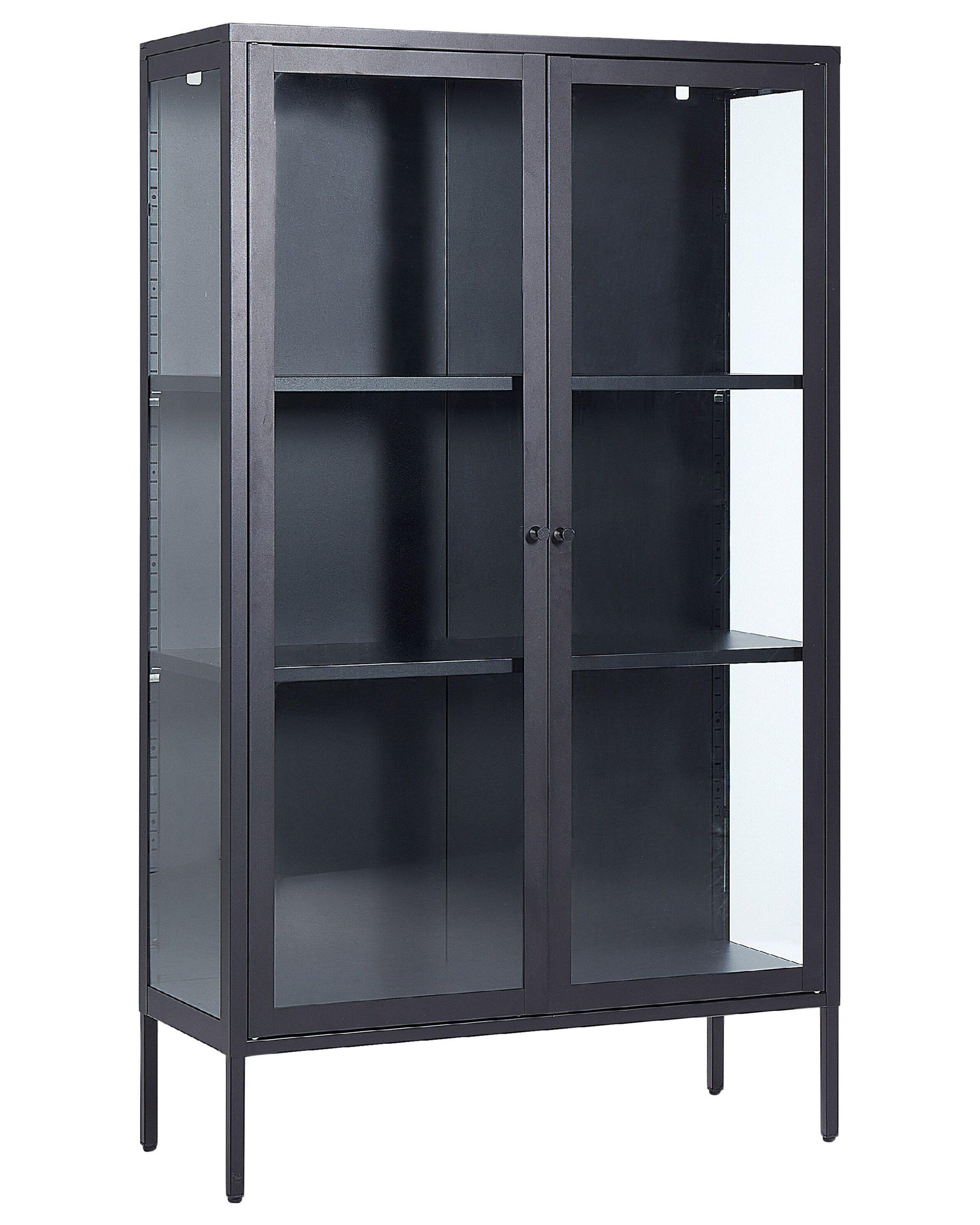 Beliani Armoire vitrine en Acier Moderne NASH  