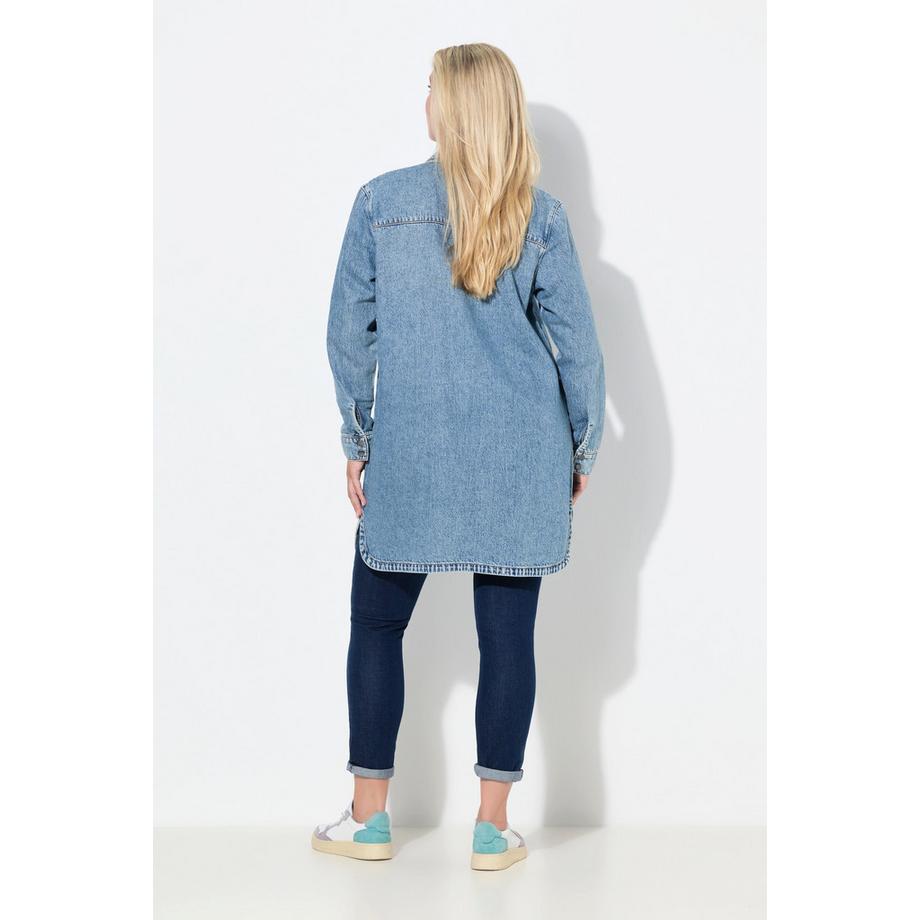 Ulla Popken Surchemise Oversize en Jean Col Chemise  