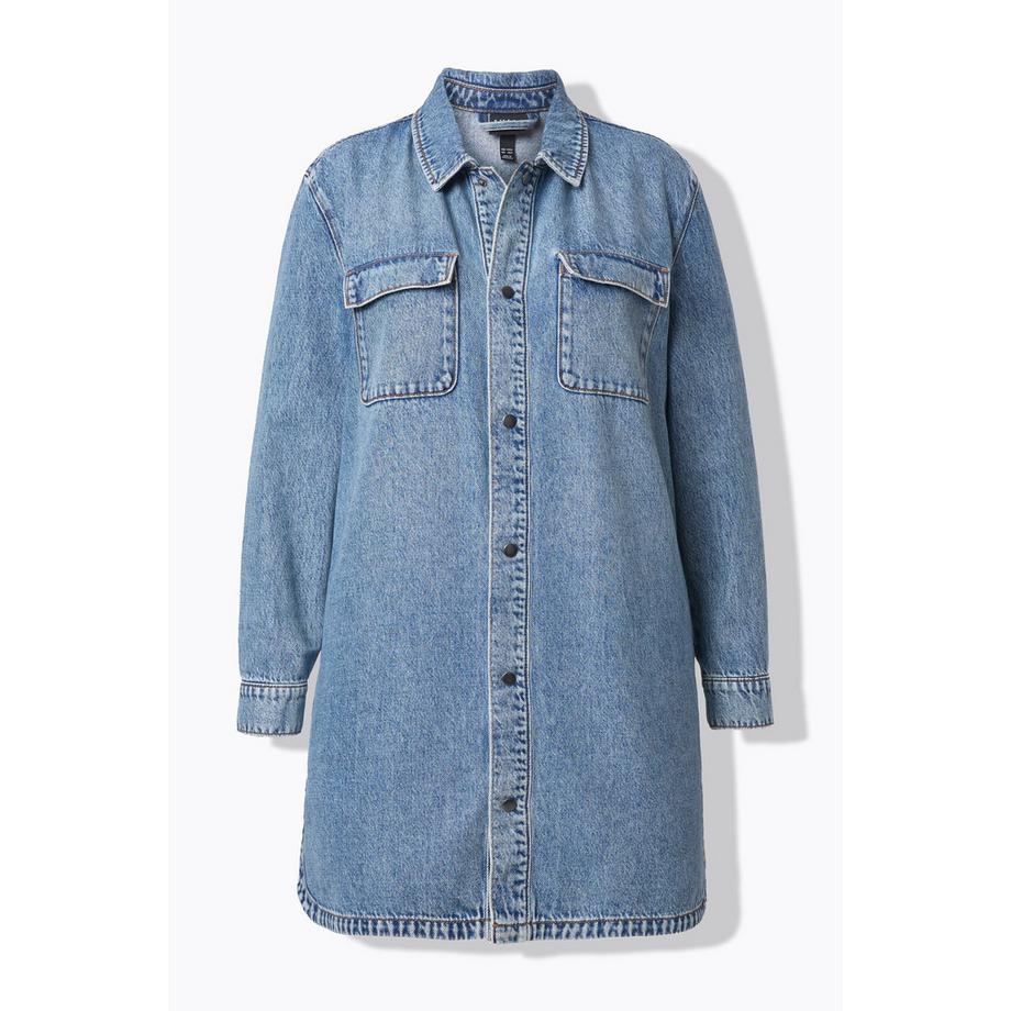 Ulla Popken Surchemise Oversize en Jean Col Chemise  