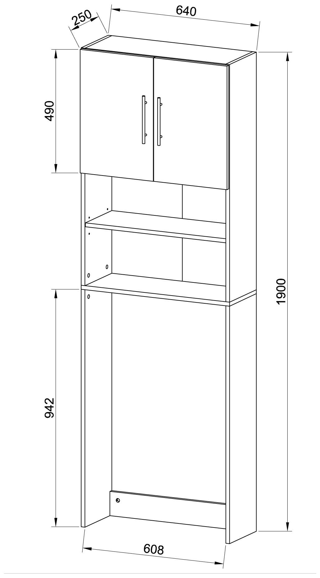 VCM Holz Waschmaschinenschrank Jutas - Praktischer Überbauschrank mit viel Stauraum - Waschmaschinenregal für Bad und Waschküche - Robuster Schrank für  