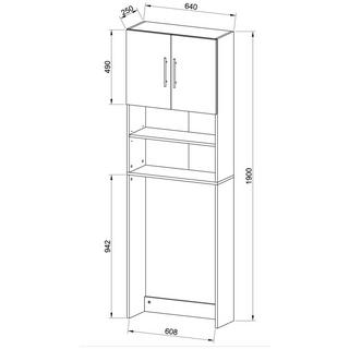 VCM Holz Waschmaschinenschrank Jutas - Praktischer Überbauschrank mit viel Stauraum - Waschmaschinenregal für Bad und Waschküche - Robuster Schrank für  