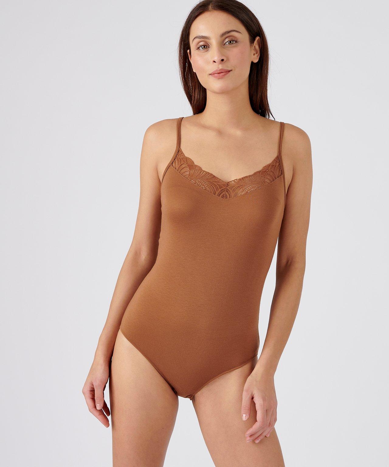 Image of Spitzen-body Thermolactyl Invisible, Wärmegrad Soft 2. Damen Braun 50/52