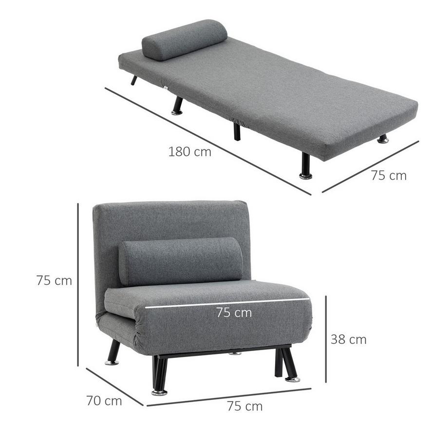 Northio Chaise De Couchage, Chaise Pliante Avec Fonction Lit, Dossier Réglable, Gris Foncé  